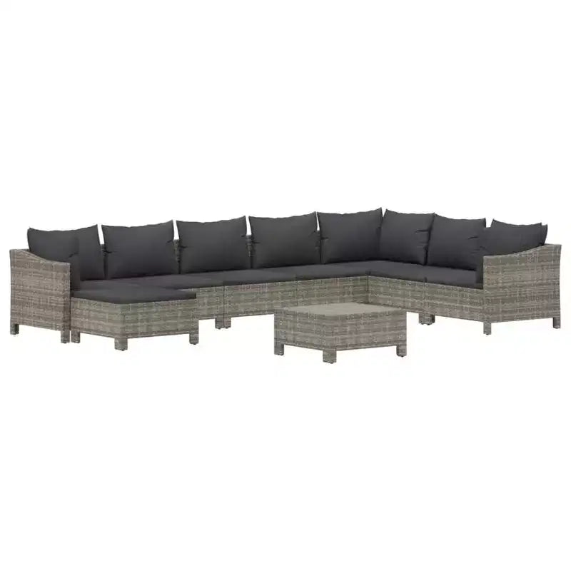 vidaXL Set Divani da Giardino 9 pz in Rattan PE Grigio e Acciaio Verniciato a Polvere