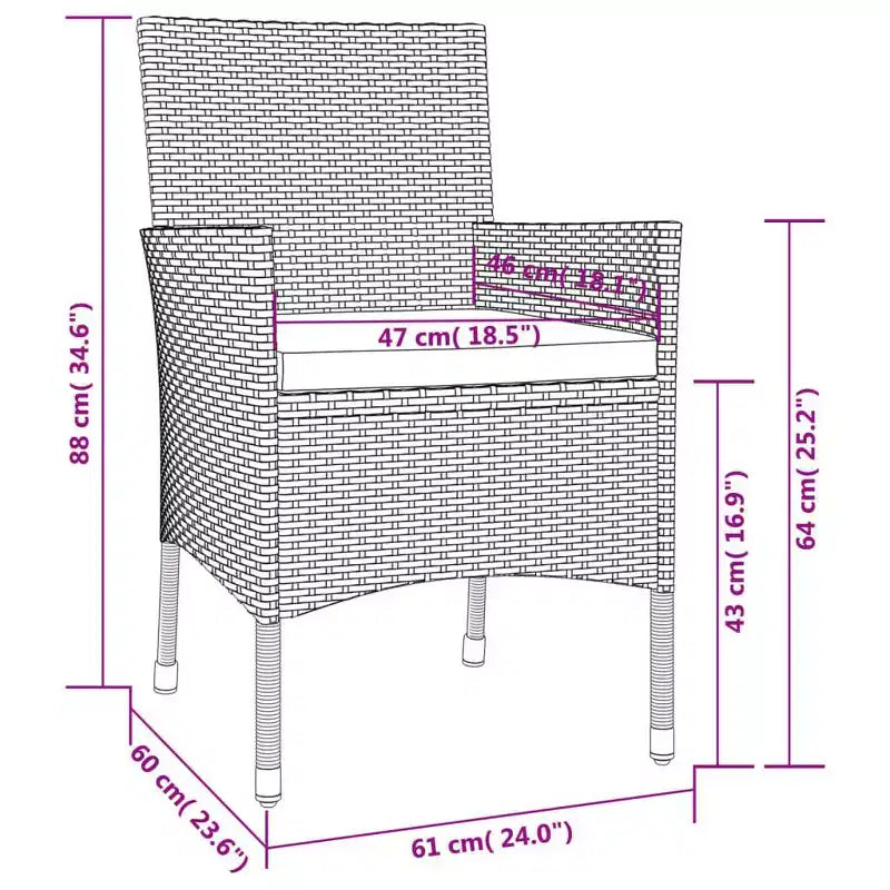 vidaXL Set da pranzo da esterni 4 pz.