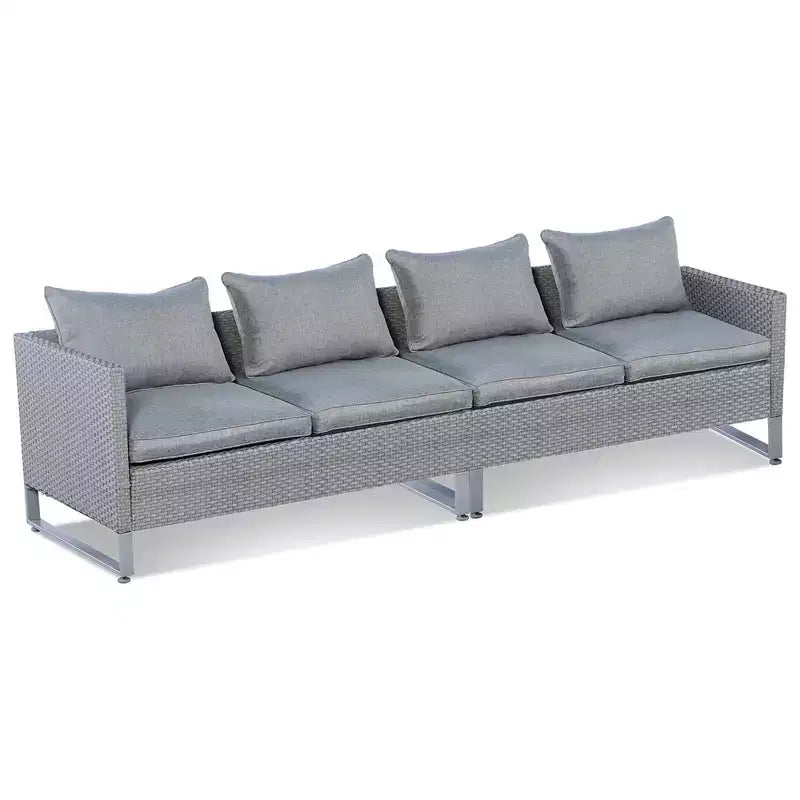 Costway Set divano da esterno 2 posti, divano modulare, con cuscini, grigio