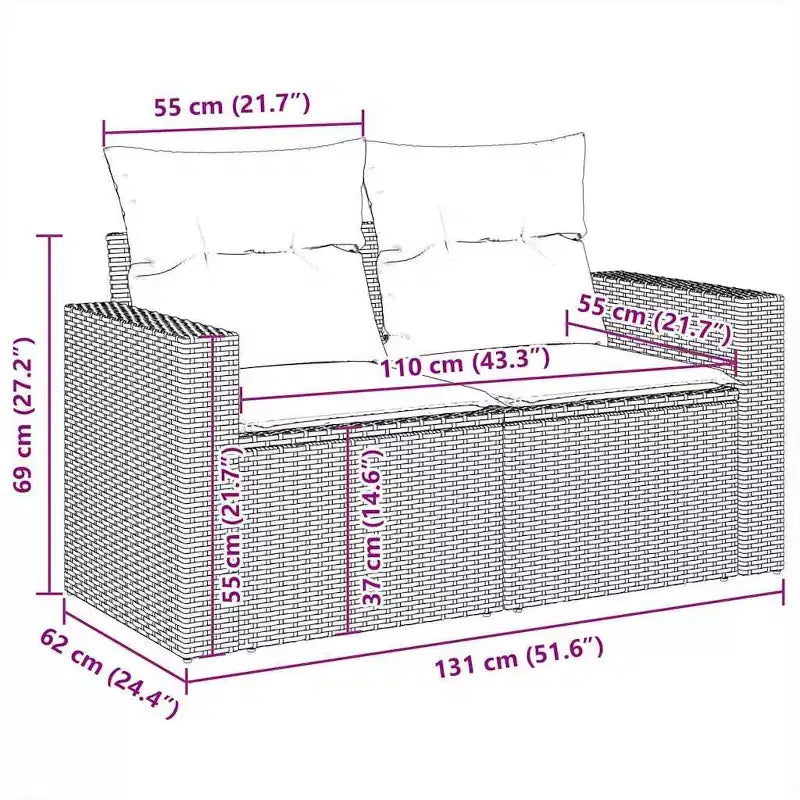 vidaXL Set di divani da giardino in polyrattan grande, materiali resistenti ai raggi UV