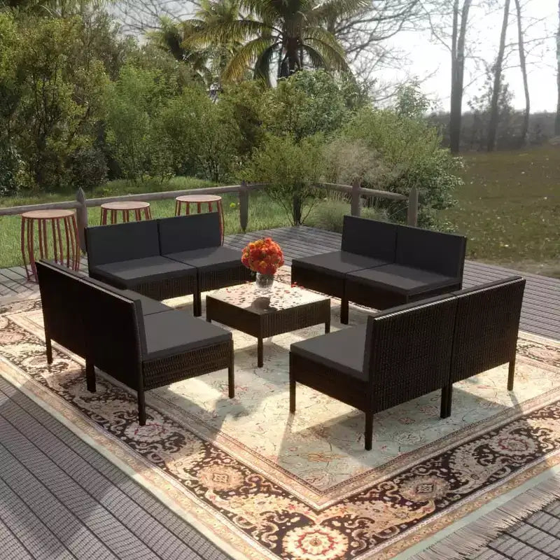vidaXL Set Divani da Giardino Nero in Rattan PE Set Divani da Giardino Modulari