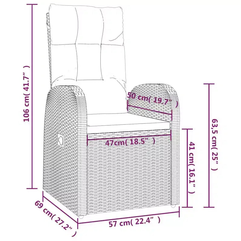 vidaXL Set da pranzo da giardino 10 posti in rattan PE nero Braccioli regolabili