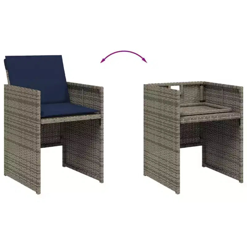 vidaXL Set da pranzo da esterni 8 pz Grigio e blu nautico