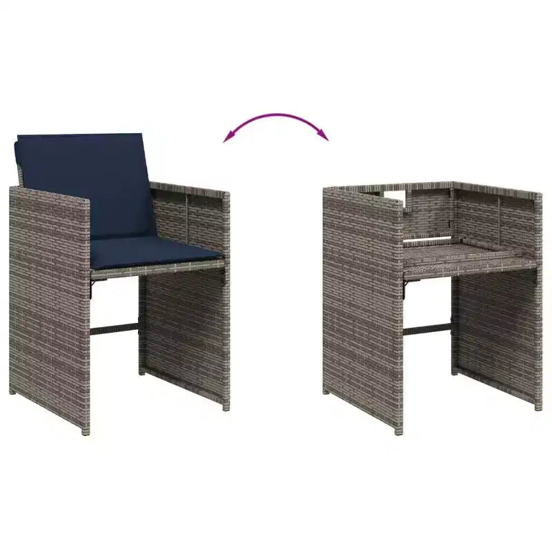vidaXL Set da pranzo da giardino 12 pz Grigio, Blu scuro