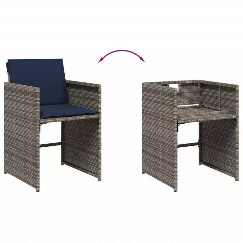 vidaXL Set da pranzo da esterno 14 pz Grigio, Blu navy