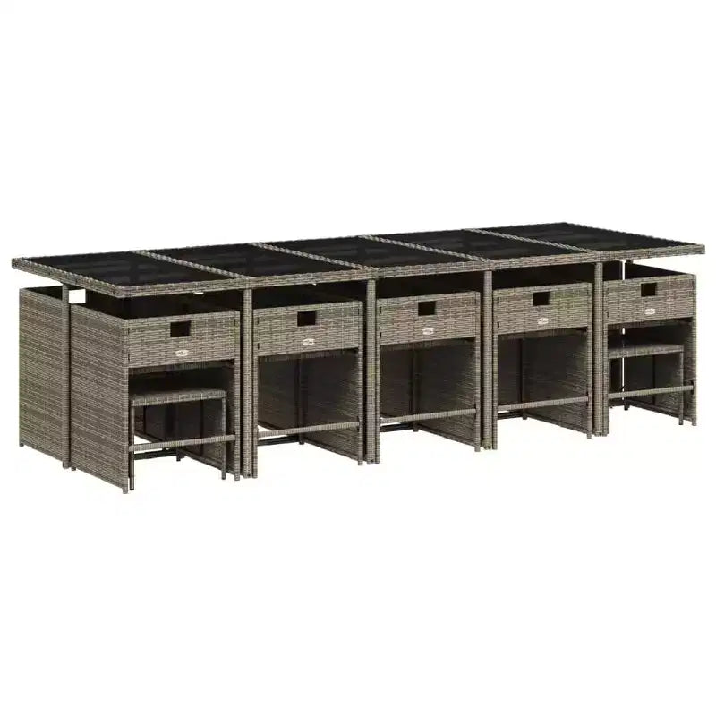 vidaXL Set da pranzo da esterno 14 pz Grigio, Blu navy