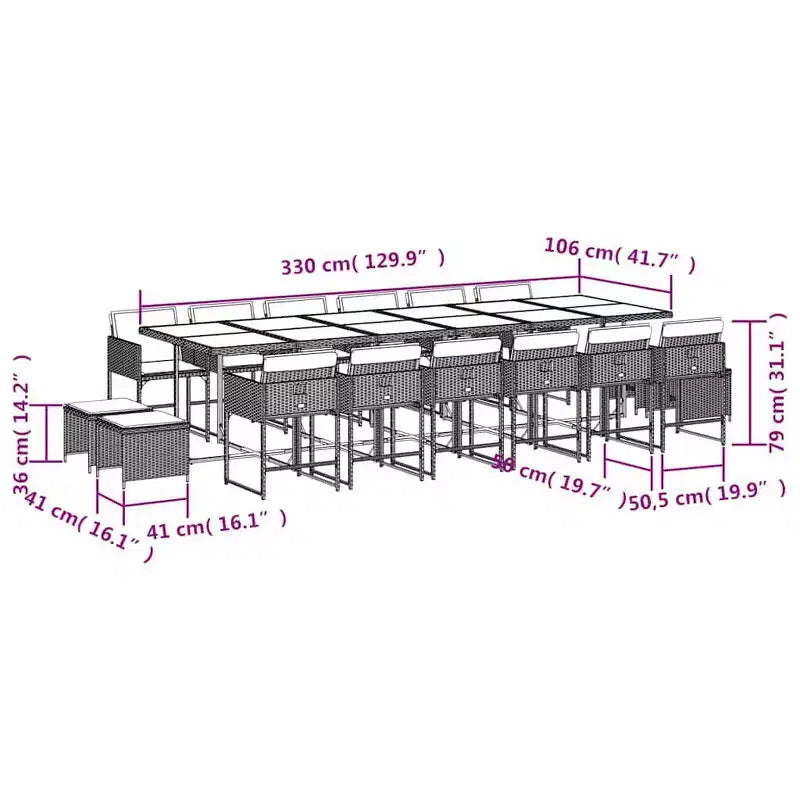 vidaXL Set da pranzo da giardino beige, marrone