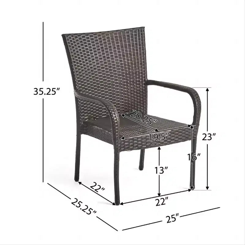 Sedie impilabili da esterno in vimini PE, 4 pezzi, resistenti alle intemperie per patio, giardino, terrazzo e piscina