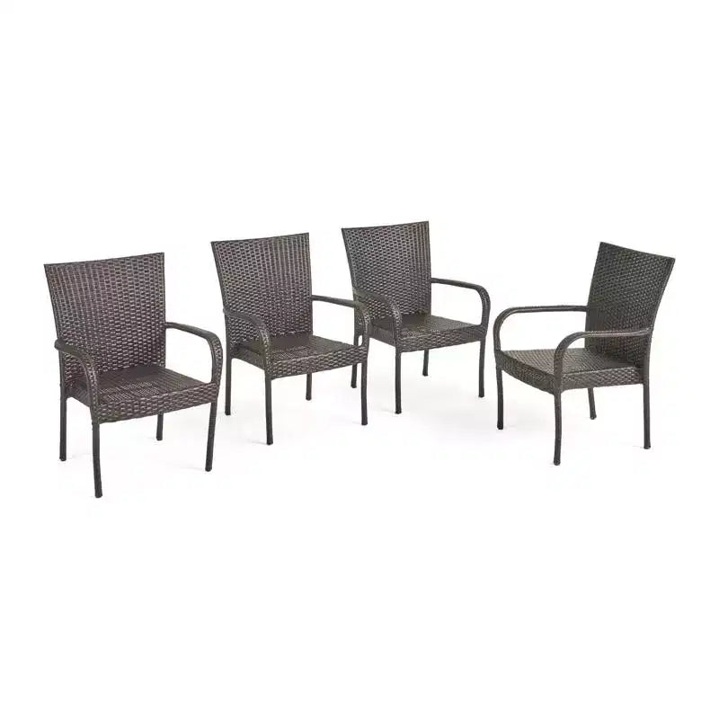 Sedie impilabili da esterno in vimini PE, 4 pezzi, resistenti alle intemperie per patio, giardino, terrazzo e piscina