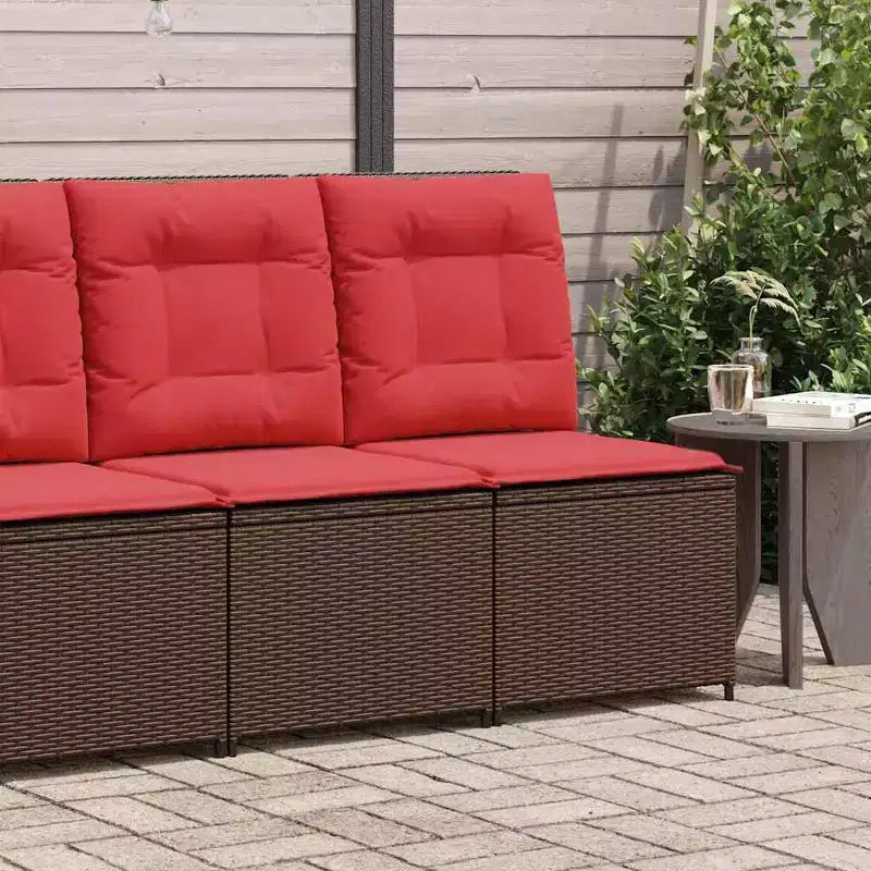 vidaXL Divano da Giardino con Cuscino Marrone e Rosso in Polyrattan