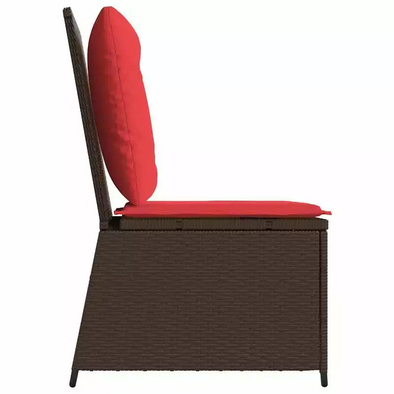 vidaXL Divano da Giardino con Cuscino Marrone e Rosso in Polyrattan