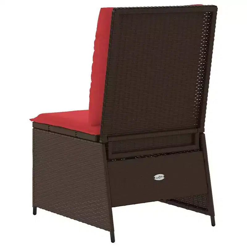 vidaXL Divano da Giardino con Cuscino Marrone e Rosso in Polyrattan