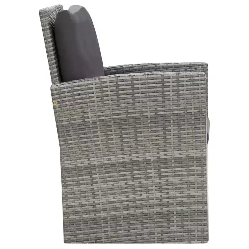 vidaXL Set da pranzo grigio in rattan PE con grandi fodere rimovibili