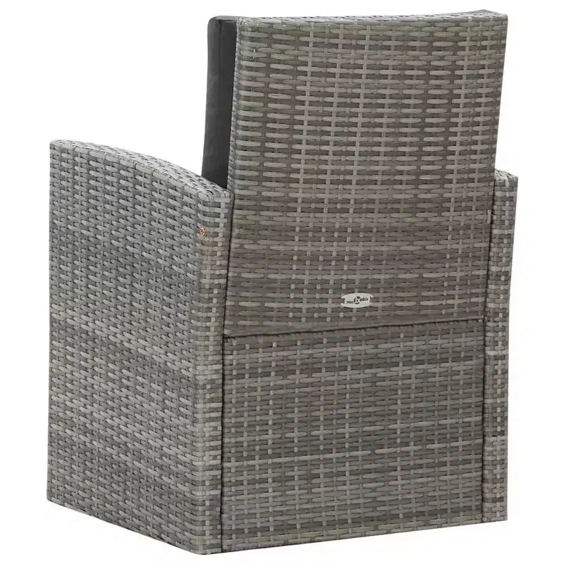 vidaXL Set da pranzo grigio in rattan PE con grandi fodere rimovibili