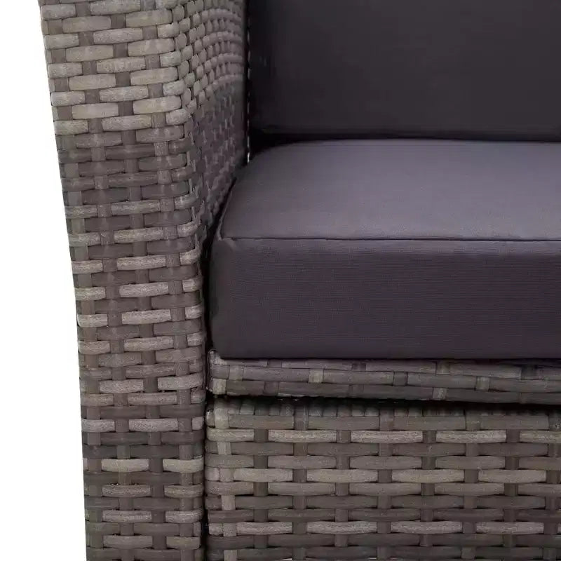 vidaXL Set da pranzo grigio in rattan PE con grandi fodere rimovibili