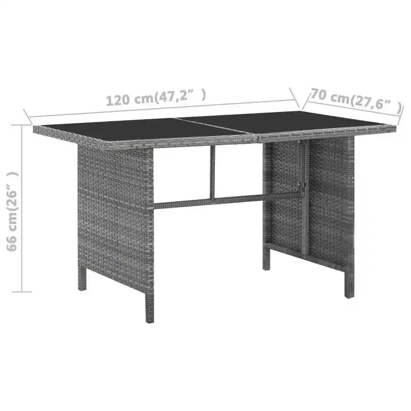 vidaXL Set da pranzo grigio in rattan PE con grandi fodere rimovibili