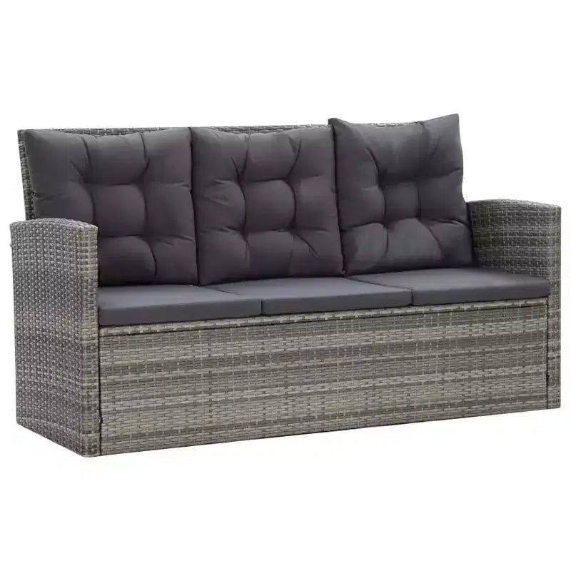 vidaXL Set da pranzo grigio in rattan PE con grandi fodere rimovibili