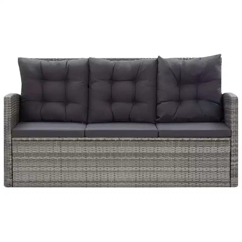 vidaXL Set da pranzo grigio in rattan PE con grandi fodere rimovibili