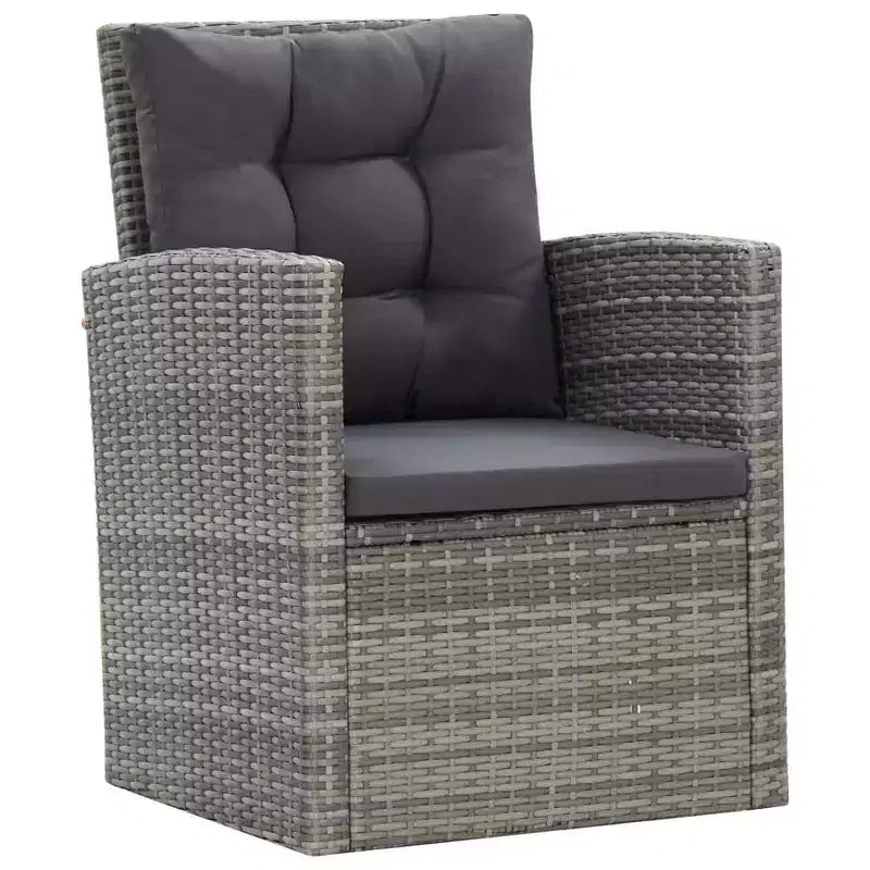 vidaXL Set da pranzo grigio in rattan PE con grandi fodere rimovibili