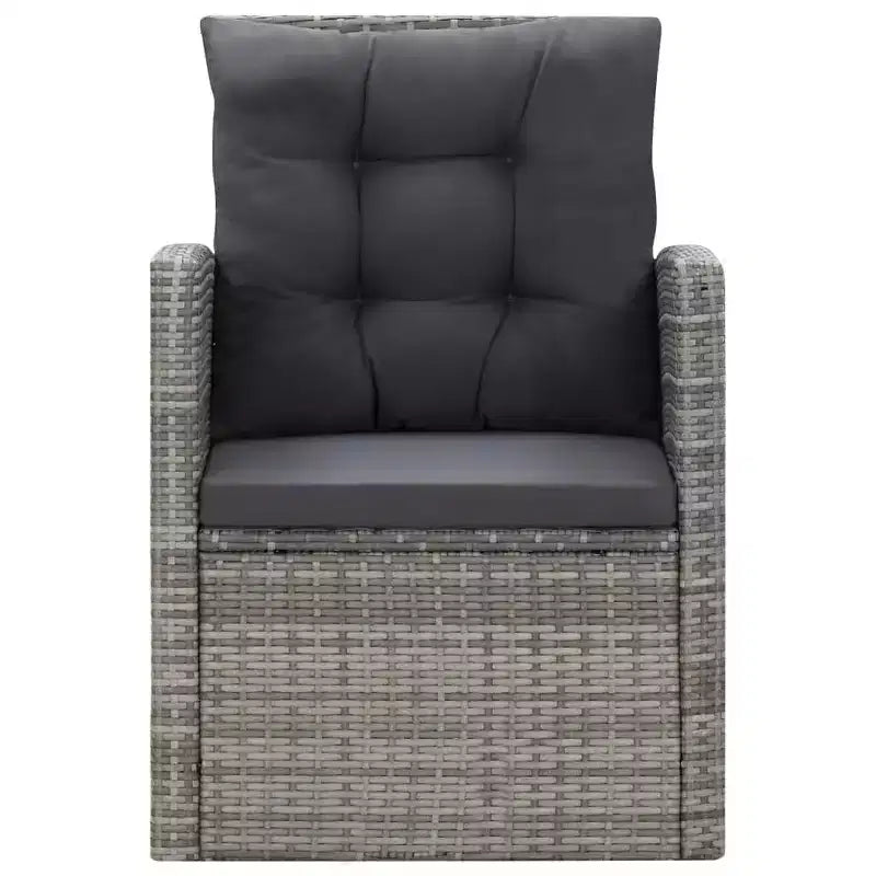 vidaXL Set da pranzo grigio in rattan PE con grandi fodere rimovibili