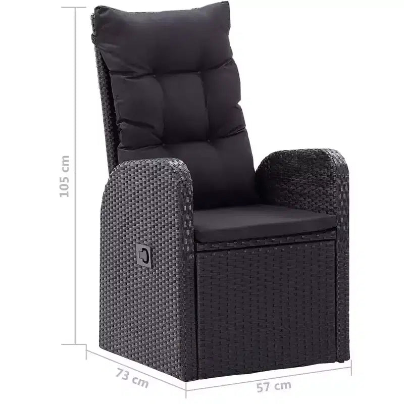 vidaXL Set da pranzo da esterno 5 pz nero
