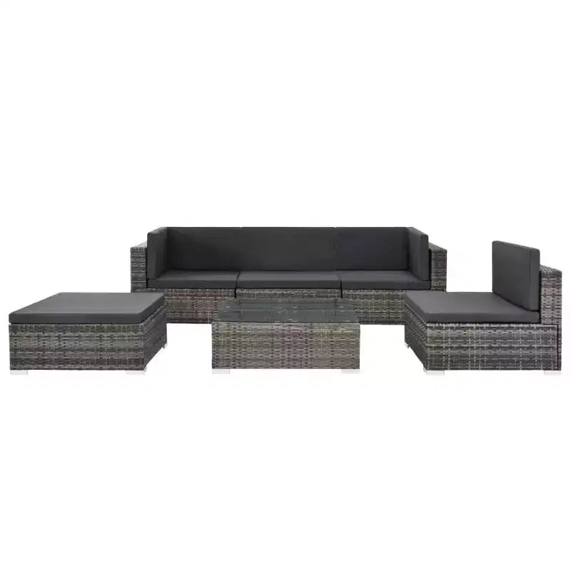 vidaXL Set Divani Grigio in Polyrattan 6 Pezzi Modulare