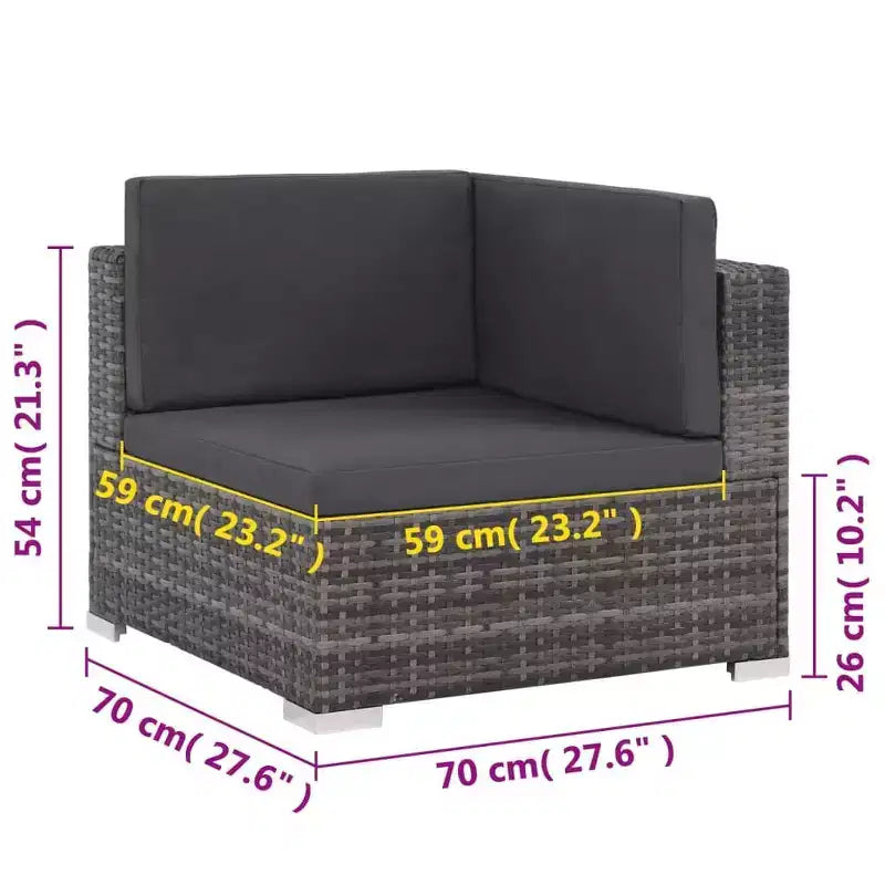 vidaXL Set Divani Grigio in Polyrattan 6 Pezzi Modulare