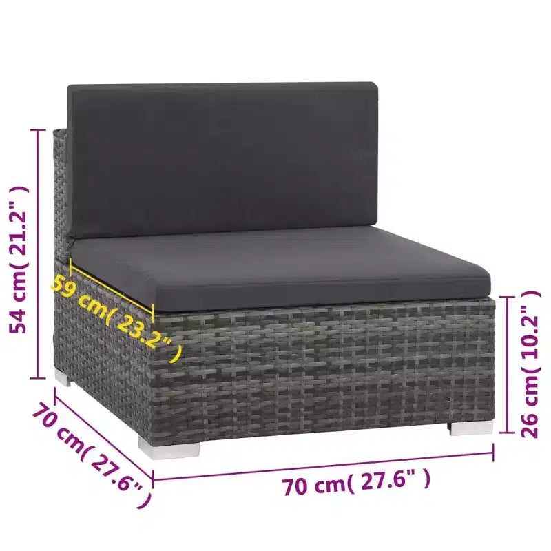 vidaXL Set Divani Grigio in Polyrattan 6 Pezzi Modulare
