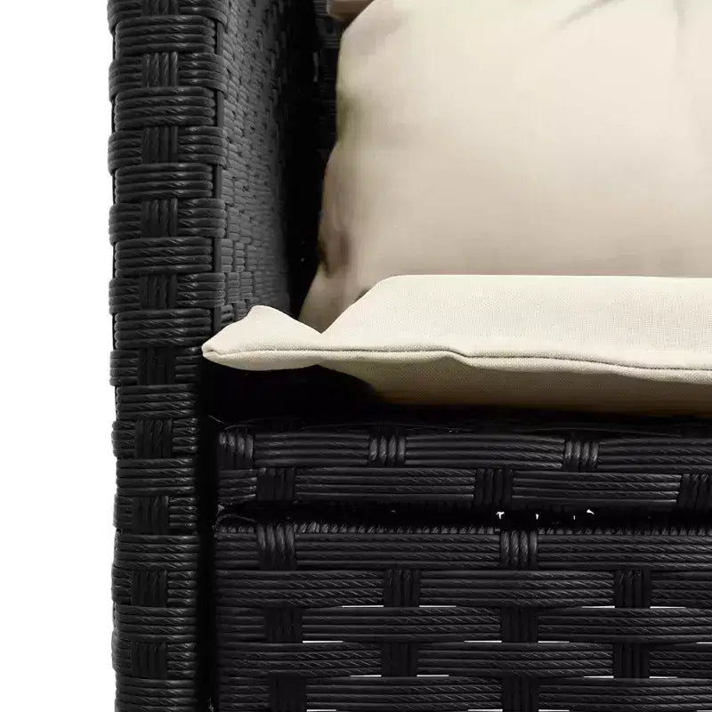 vidaXL Set Divani da Giardino con Cuscini 2 pz Nero e Crema in Polyrattan