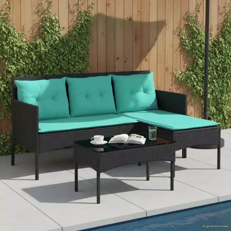 vidaXL Set Divani da Giardino con Cuscini 2 pz Nero e Crema in Polyrattan