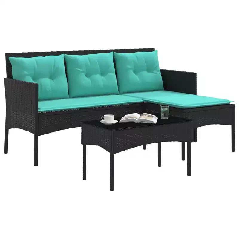 vidaXL Set Divani da Giardino con Cuscini 2 pz Nero e Crema in Polyrattan