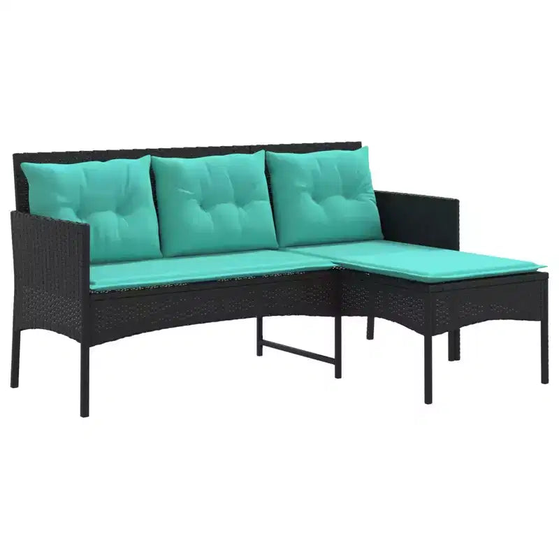 vidaXL Set Divani da Giardino con Cuscini 2 pz Nero e Crema in Polyrattan
