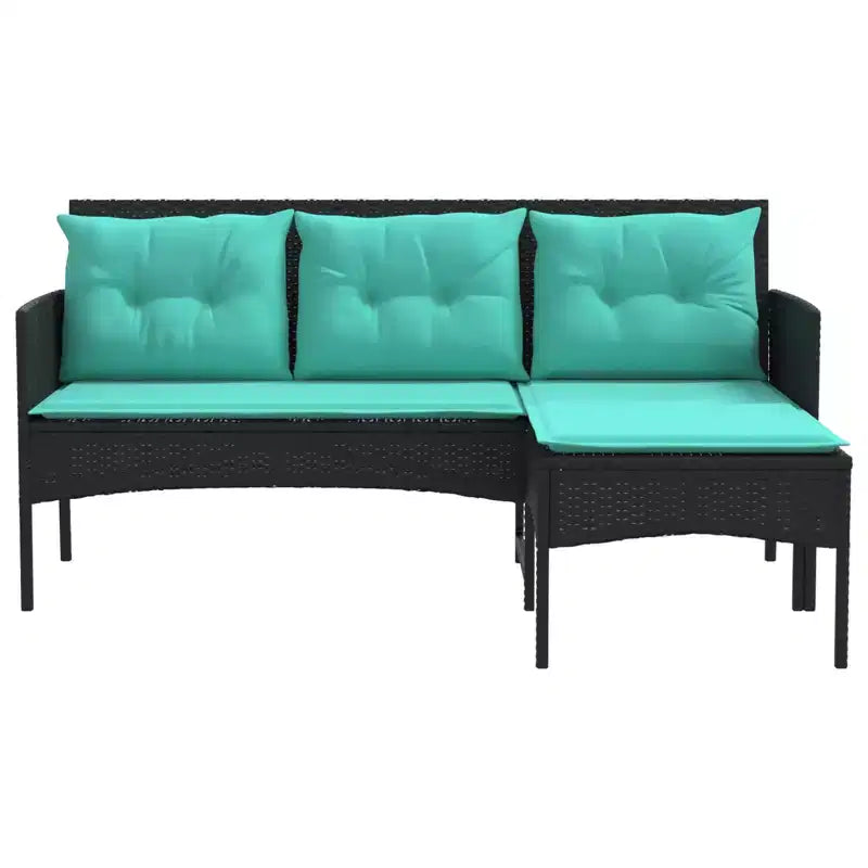 vidaXL Set Divani da Giardino con Cuscini 2 pz Nero e Crema in Polyrattan
