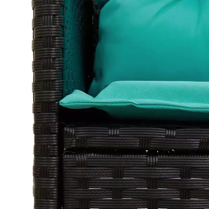 vidaXL Set Divani da Giardino con Cuscini 2 pz Nero e Crema in Polyrattan