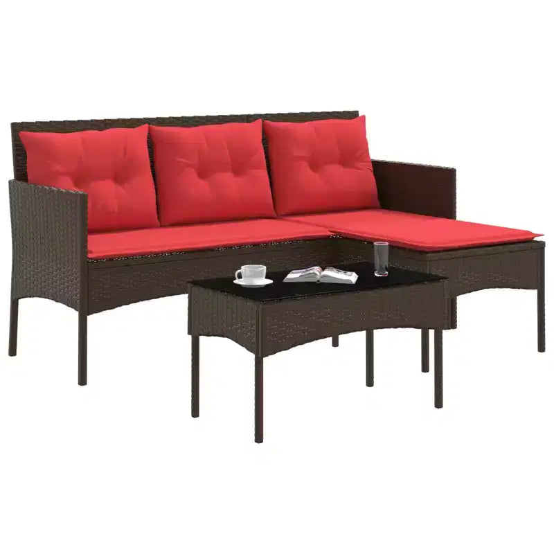 vidaXL Set Divani da Giardino con Cuscini 2 pz Nero e Crema in Polyrattan