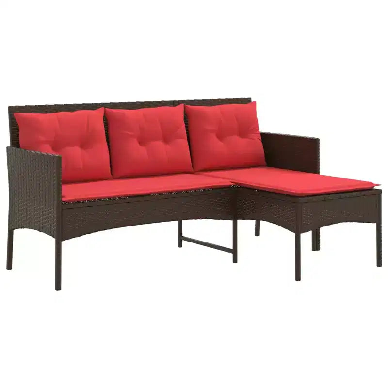 vidaXL Set Divani da Giardino con Cuscini 2 pz Nero e Crema in Polyrattan