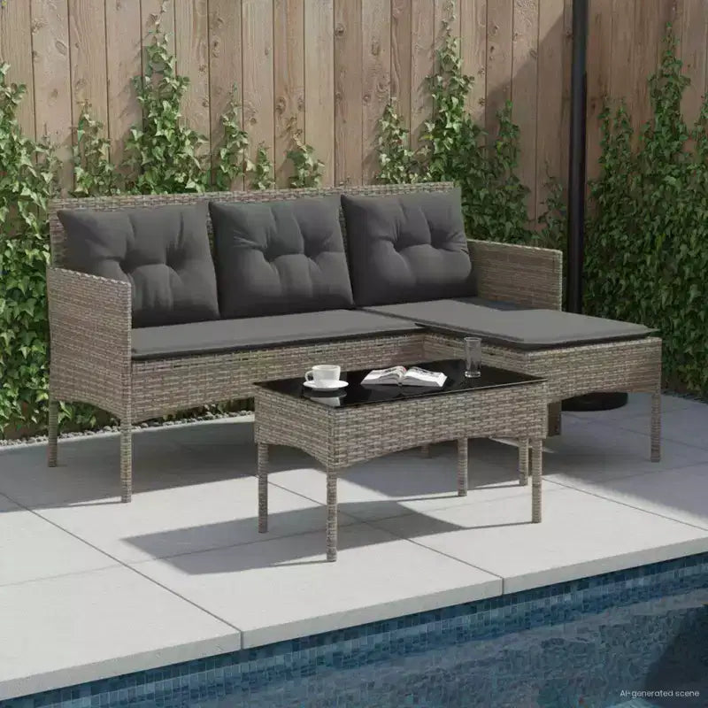 vidaXL Set Divani da Giardino con Cuscini 2 pz Nero e Crema in Polyrattan