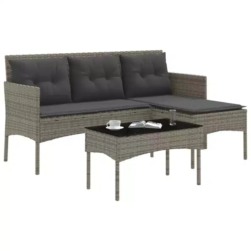 vidaXL Set Divani da Giardino con Cuscini 2 pz Nero e Crema in Polyrattan