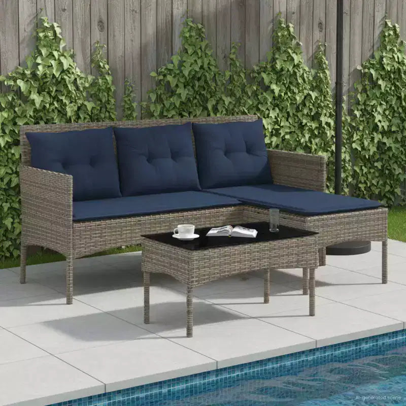 vidaXL Set Divani da Giardino con Cuscini 2 pz Nero e Crema in Polyrattan