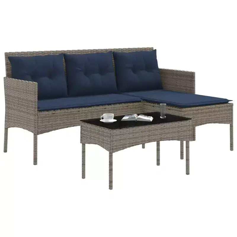 vidaXL Set Divani da Giardino con Cuscini 2 pz Nero e Crema in Polyrattan
