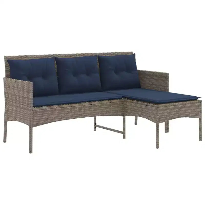 vidaXL Set Divani da Giardino con Cuscini 2 pz Nero e Crema in Polyrattan