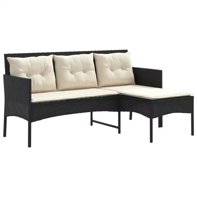 vidaXL Set Divani da Giardino con Cuscini 2 pz Nero e Crema in Polyrattan