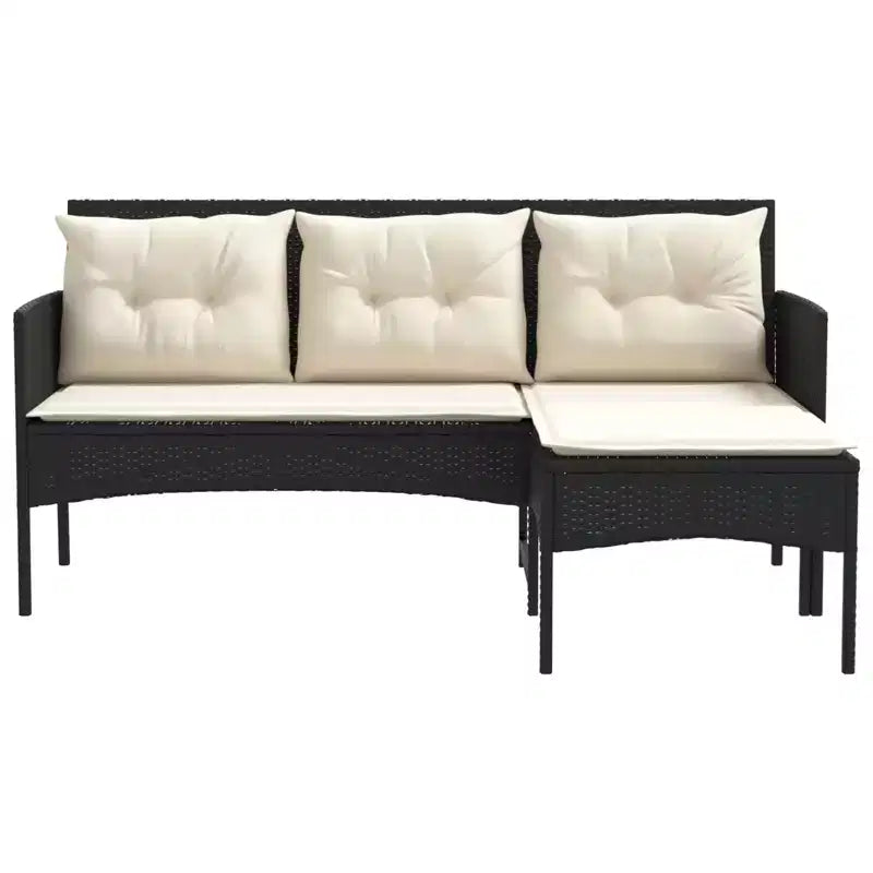 vidaXL Set Divani da Giardino con Cuscini 2 pz Nero e Crema in Polyrattan