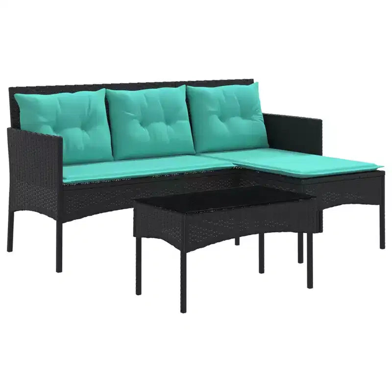 vidaXL Set Divani da Giardino con Cuscini 2 pz Nero e Crema in Polyrattan