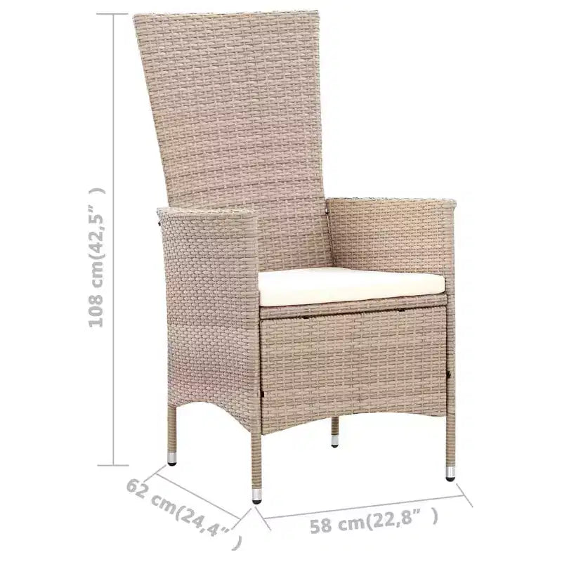 vidaXL Set da pranzo per esterni in PE Rattan 75x150 cm