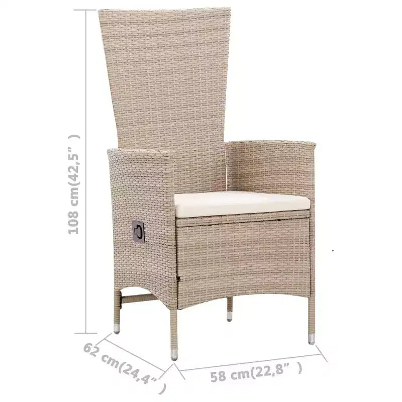 vidaXL Set da pranzo per esterni in PE Rattan 75x150 cm