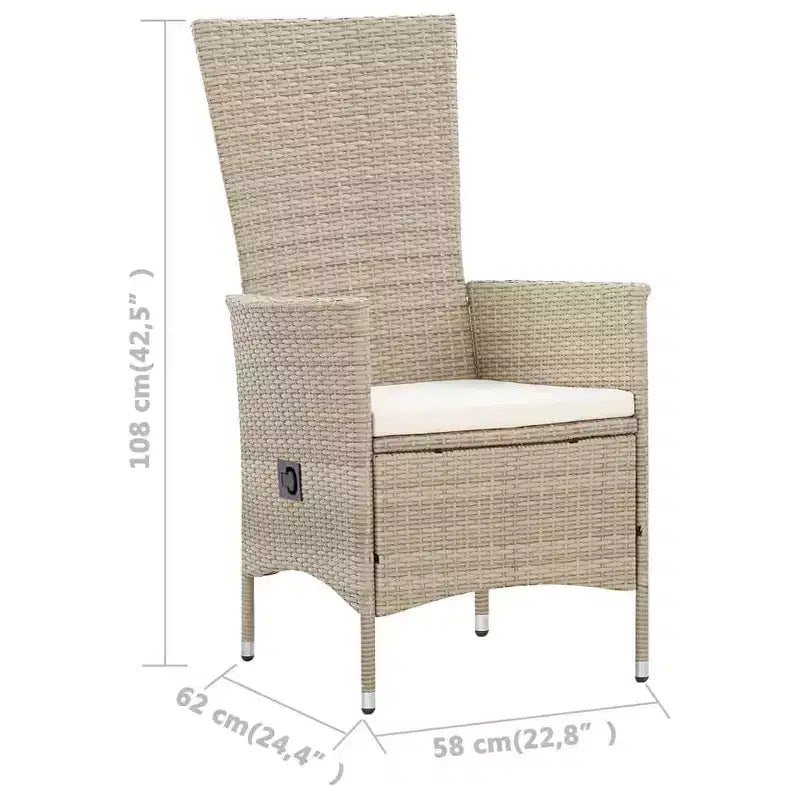 vidaXL Set da pranzo per esterni in PE Rattan 75x150 cm