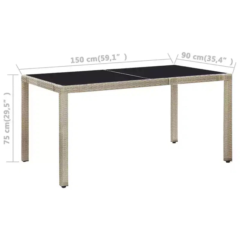 vidaXL Set da pranzo per esterni in PE Rattan 75x150 cm