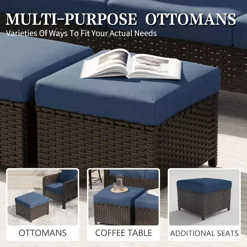 Set salotto Jeremiah moderno da esterno in rattan di GDFStudio, 6 pezzi, con cuscini