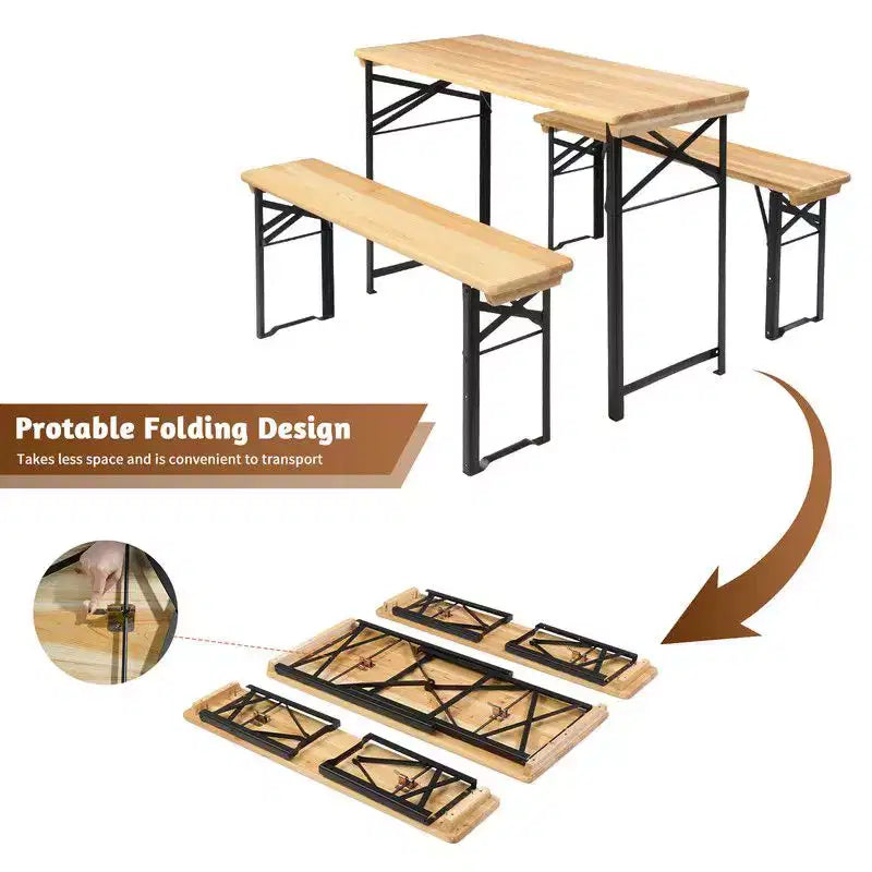 Karl Home Tavolo da Picnic Rettangolare in Legno con Panchine 4 Posti